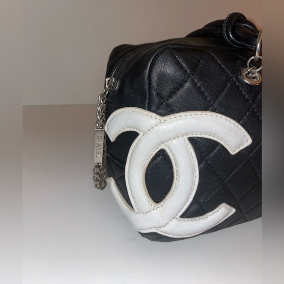 Black Calfskin Quilted Small Cambon Bowler Silver Hardware (Pink Interior) - Picture 2 of 7